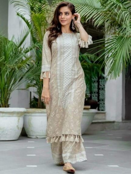 Women Floral Printed Boat Neck Kurta with Palazzos